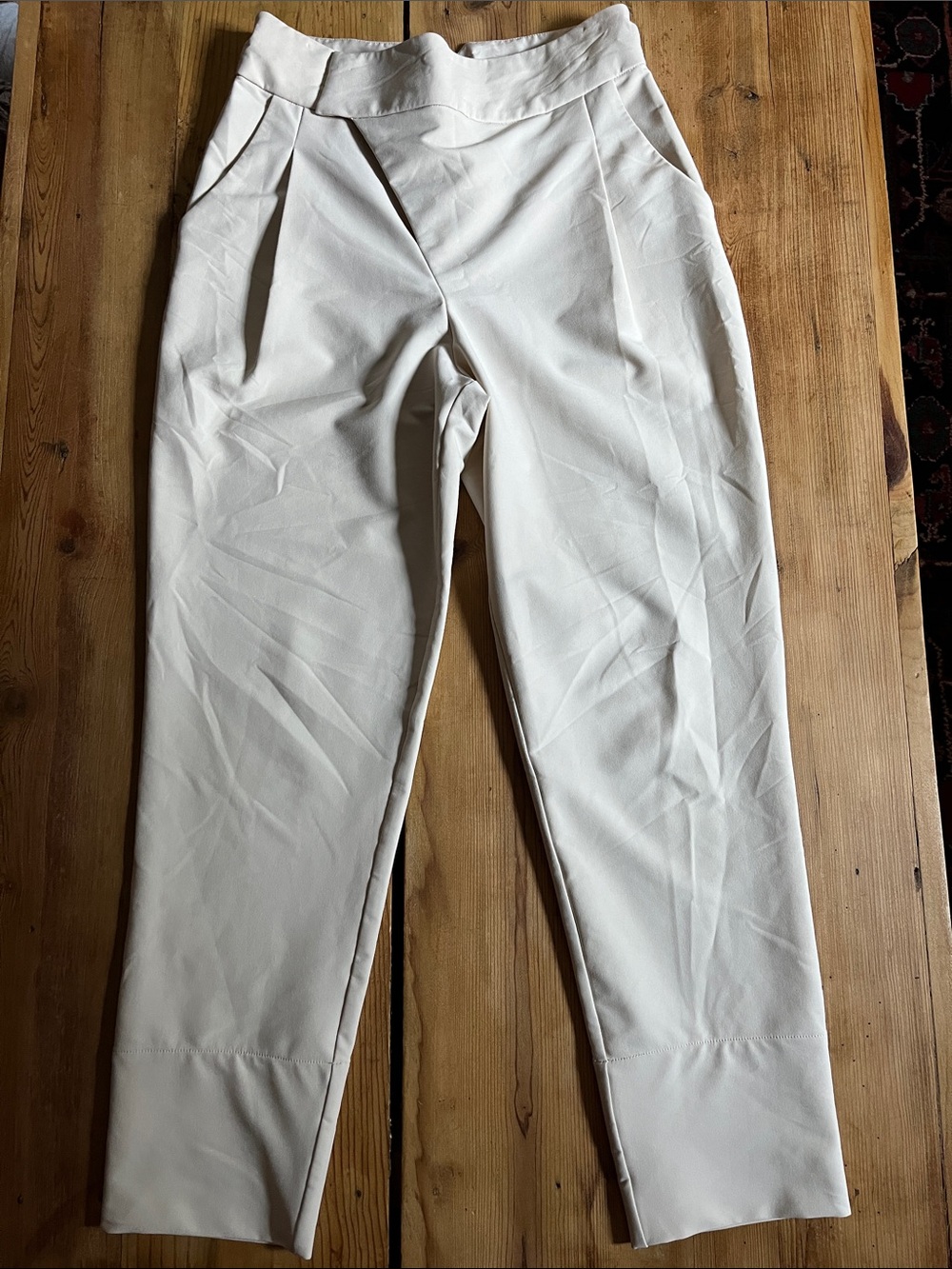 ADAY Stunning Portfolio Pants in Oat Tailored Asymmetrical Pleats HR